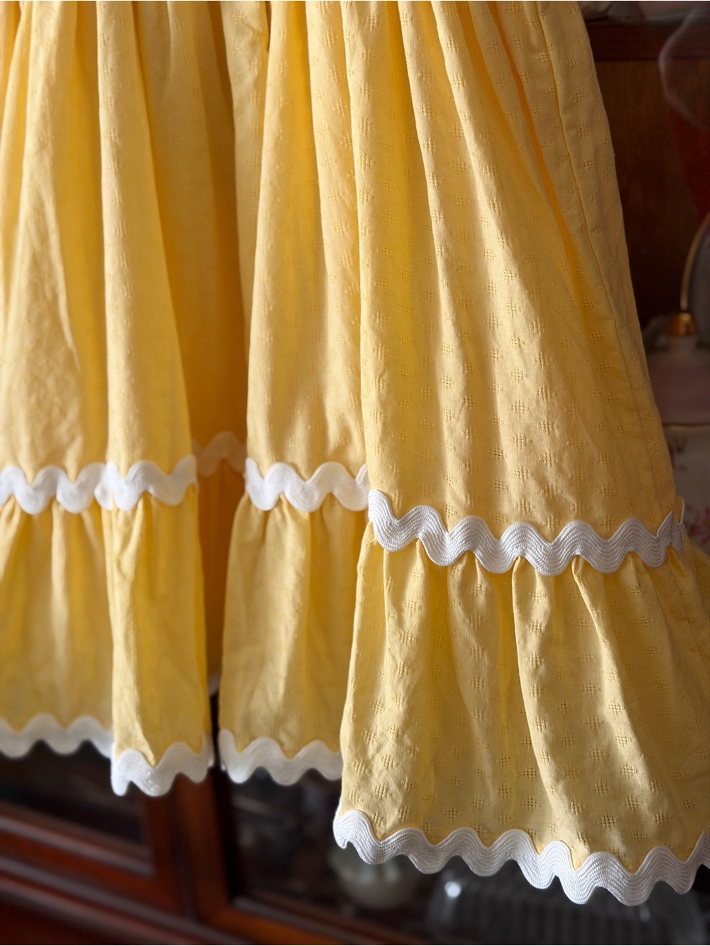 Girls Yellow Sundress with White Rickrack Trim - Picture 7 of 13